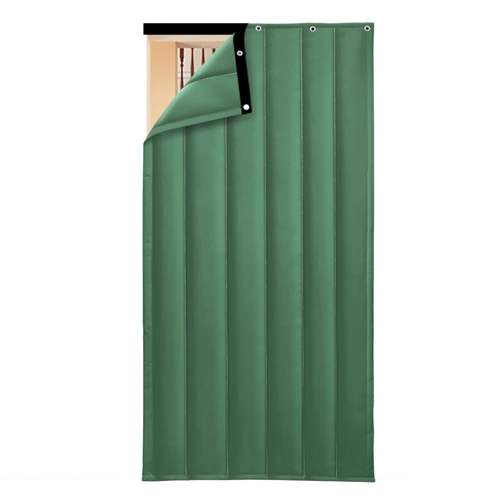 YYHJ Sound Proof Curtains for Doorway, Blackout Noise Cancelling Window Drapes, Winter Thicken Cotton Door Panels, Soundproof Windproof Waterproof, Home Bedroom Partition, Green, 90x200cm/31x79inch