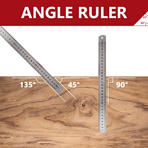 Kisangel 3Pcs Régua Reta De Metal Régua De Aço Inoxidável Para Desenho De Escritório De Escola De En