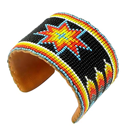 Southwestern Native Style Seed Beads Beaded Hard Cuff Bracelet