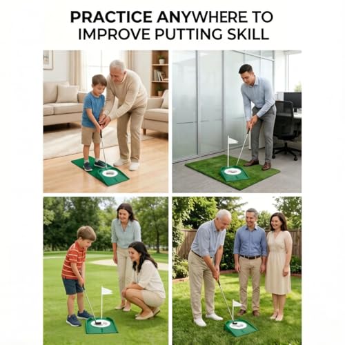 Jucoan 4 Pack Golf Putting Cup and Flag Plastic Golf Training Putters Equipment Golf Hole Training Aids Gifts for Men Woman Indoor Outdoor Backyard - Image 4