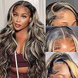28 Inch Highlight Lace Front Wig Human Hair Pre Plucked 1B/27 ombre Lace Front Wig Human Hair with Baby Hair 180% Density 13x4 Body Wave HD Lace Front Wigs Human Hair