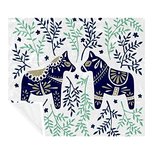 Couverture polaire cheval bleu marine abstrait pour décorer le sol du canapé