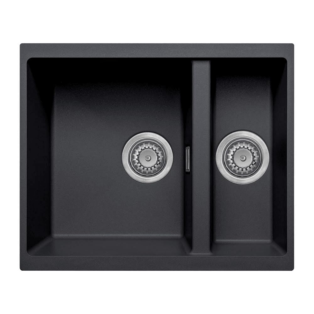 Astini Black Dante 1.5 Bowl Granite Undermount Kitchen Sink & Waste