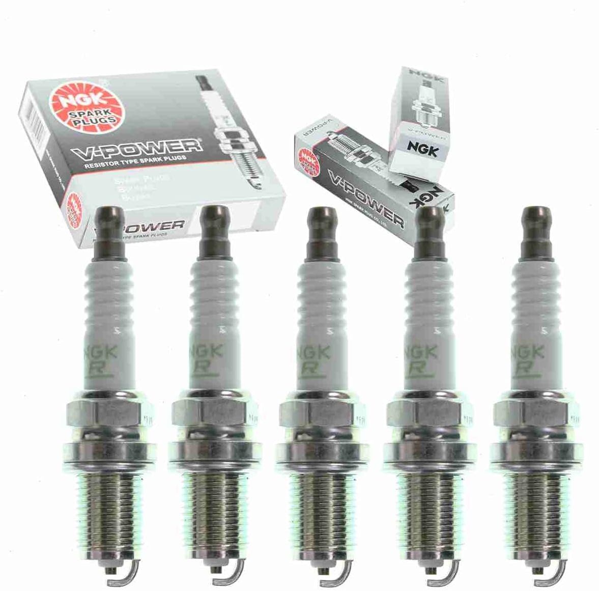 5 pc NGK V-Power Spark Plugs compatible with Volvo V70 2.3L 2.4L 2.5L L5 1998-2007