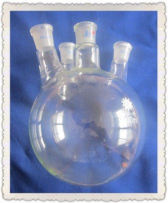 GOWE 20 L, parte inferior redonda de cristal, 4 cuellos de 200 ml, botella de vidrio para ebullición de cristal, 4 cuellos