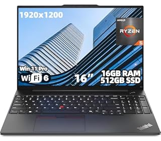 Lenovo ThinkPad E16 Gen 2 Ordinateur portable professionnel, 16" WUXGA (1920 x 1200) IPS, AMD Ryzen 5 7535HS, 16 Go DDR5, SSD PCIe 512 Go, Windows 11 Pro, Dolby Atmos Audio, clavier rétroéclairé