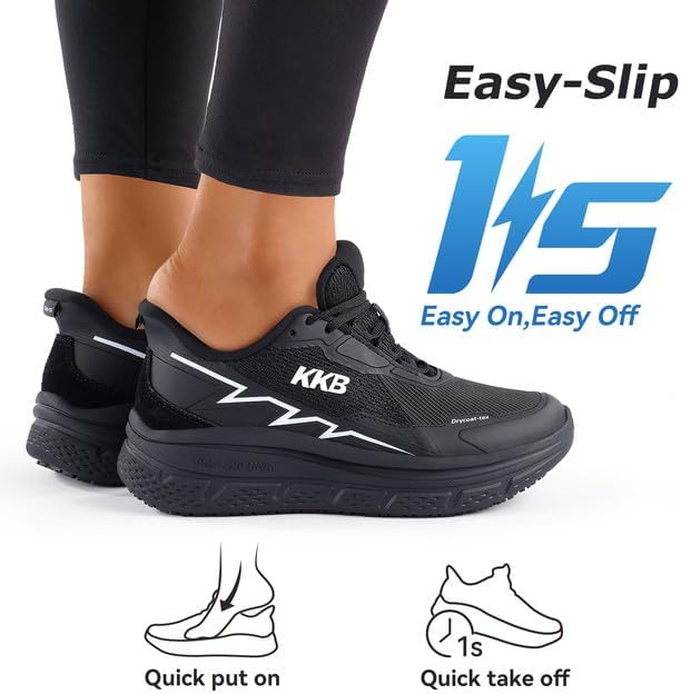 Non Slip Work Shoes Women Slip-On Walking Shoes for Women Waterproof Sneakers for Restaurant Kitchen Nursing with Arch Fit Support Orthopedic - Image 6