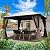 Kozyard10'x12' Hardtop Gazebo Permanent Metal Pavilion with Netting and Shaded Curtains for Patio, Backyard, and Deck - Galvanized Steel Outdoor Aluminum Canopy, Double Roof Gazebo (Brown)
