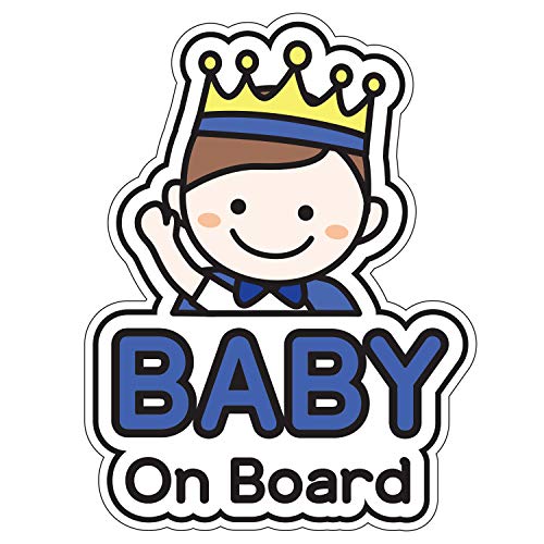 BSL Baby on Board Sticker and Decal (Prince) - Baby Bumper Car Sticker - Baby Window Car Sticker - Baby in Car Sticker - Cute Safety Caution Decal Sign for Cars