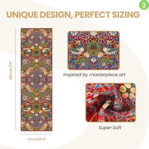 Signare Women's 100% Silk Art Scarf/Headwear in William Morris Strawberry Thief Red (SC-SILK-WM-STRD)3