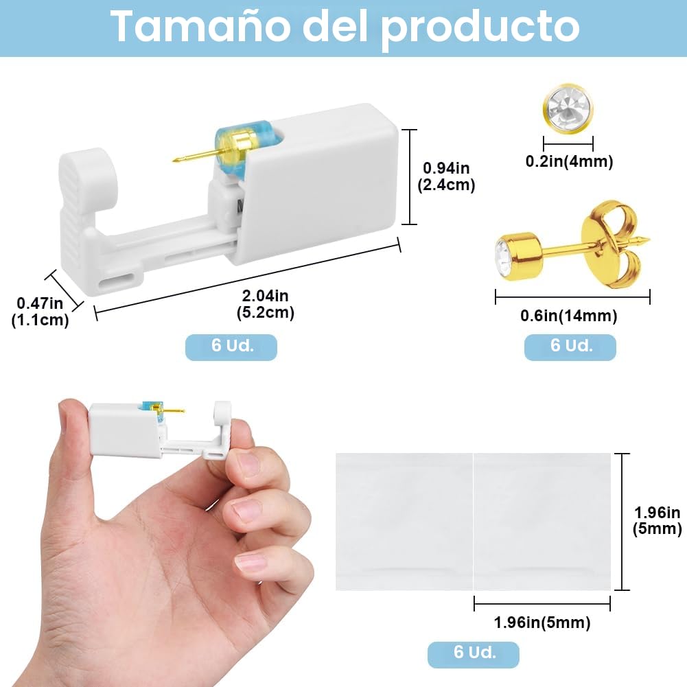 Aucuu Pistolas Desechables para Perforar Orejas, Herramienta Autoperforante Indolora con Pendientes de Acero Inoxidable