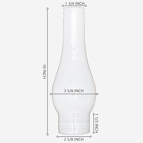 Miniatura 3 de Lámpara de aceite para chimenea de 2 58 pulgadas × 10 pulgadas, lámpara de cristal transparente, para quemadores centrales de tiro en lámparas de