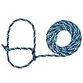 Weaver Livestock Braided Poly Rope Cattle Halter, Adjustable, Modern Style Cow Calf Halter, Livestock Handling Equipment for Showing, Blue/Black/Gray