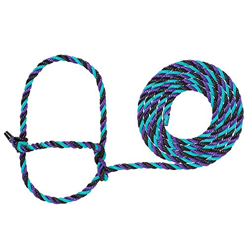 Weaver Livestock Braided Poly Rope Cattle Halter Adjustable Style Cow Calf Halter Livestock Handling Equipment for Showing Purple/Black/Teal