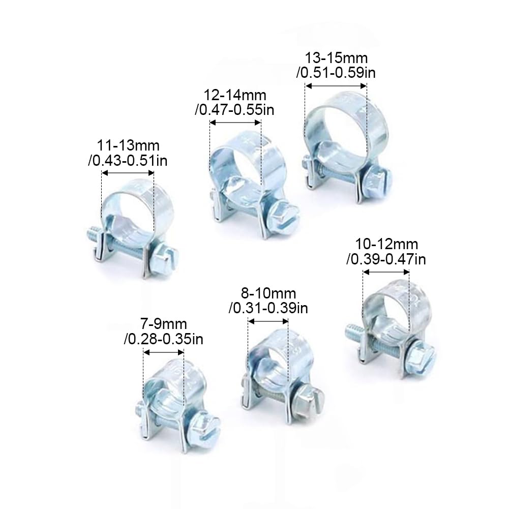 30 Colliers De Serrage Réglables Acier 7-15mm - Pour Tuyaux Eau, Carburant, Auto, Fixation Solide