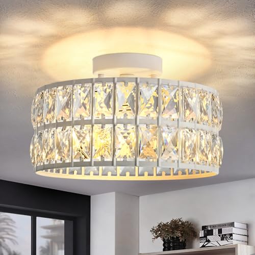 HuixuTe 3-Light White Modern Crystal Bedroom Light Fixtures Ceiling - image 1