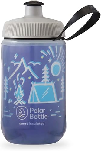 Polar Bottle Botella de agua aislada para niños fogata de 12 onzas mandarina botella de agua deportiva y para bicicleta sin BPA fácil de apretar