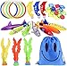Faburo 34pcs Jouets de Plongée, Jouets de Natation Piscine, Jouet sous Eau été avec Anneaux de Plongée & Torpedo Bandits & Dauphins & L'algue Plongée etc