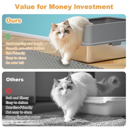 Image of Stainless Steel Cat Litter Box with Lid XL Metal Extra Large Litter Box with High Sides, Big Cat Litter Pan Include Scoop & Mat Easy to Clean, Non Stick, No Smell, Anti-Urine Leakage (Dark Gray)