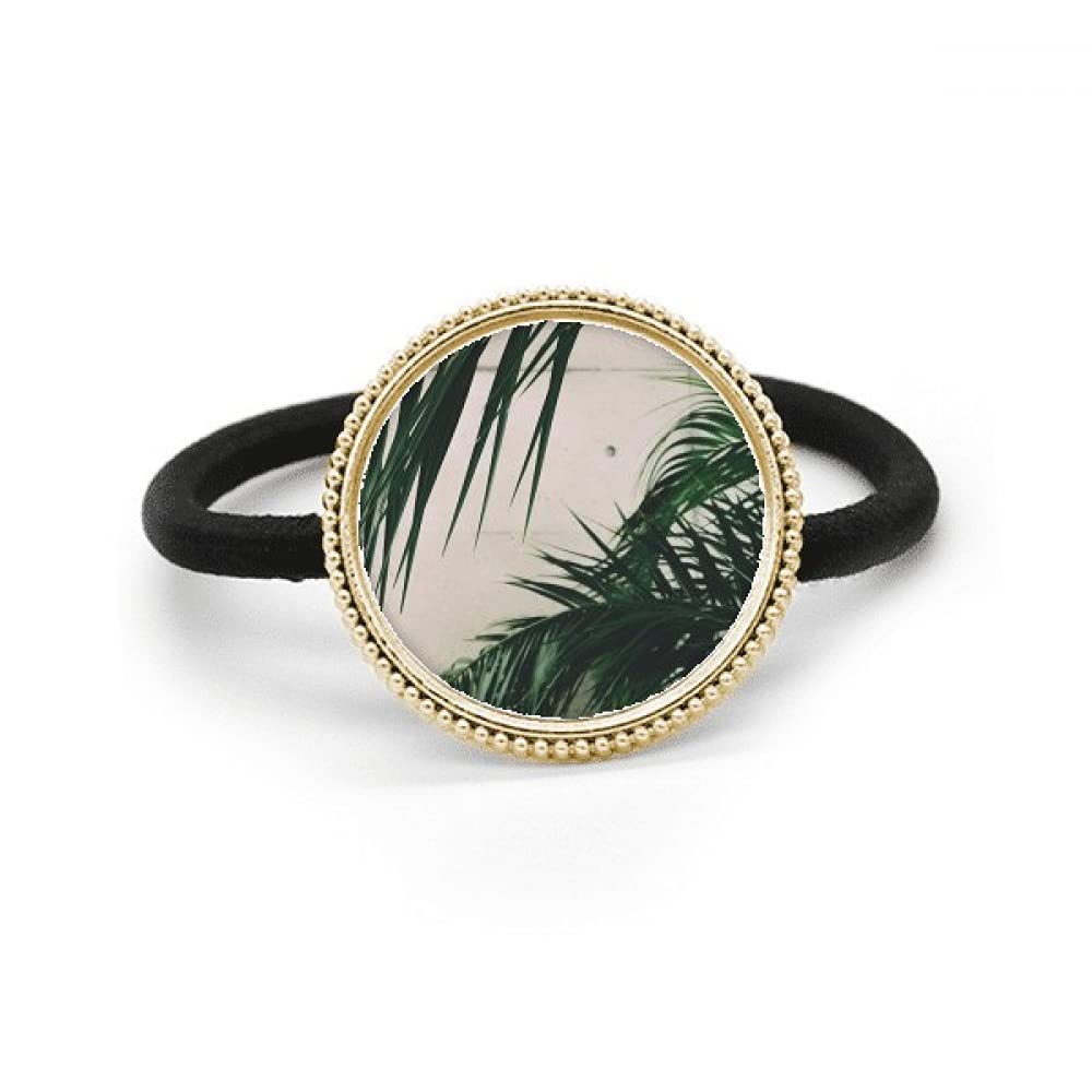 Coletero de metal plateado con diseño de hoja de plata y goma elástica para el pelo 4