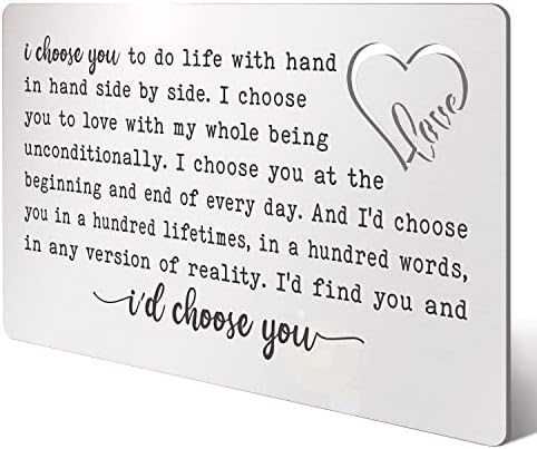 FTONENI Anniversary Valentine's Day Birthday Cards Gifts for Husband Boyfriend, Engraved Wallet Insert Card Gift for Him Men, Deployment Long Distance Relationship Love Gifts From Wife (LC - 5)