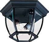 Maxim 1029BK Crown Hill LED Light Bulb Compatible Aluminum Frosted Glass Outdoor Flush Mount Light I 120 Watts I Black I Early American Style Light Fixture I