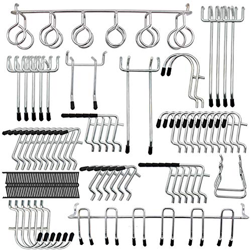 7535H Pegboard Hooks 62Pcs Organizer Assortment with Metal Hooks and 30 pcs Peg Locks