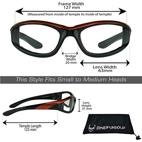 Bikershades Motorcycle Night Glasses Safety Foam Padded Black With Orange Frame For Men And Women #TOP1