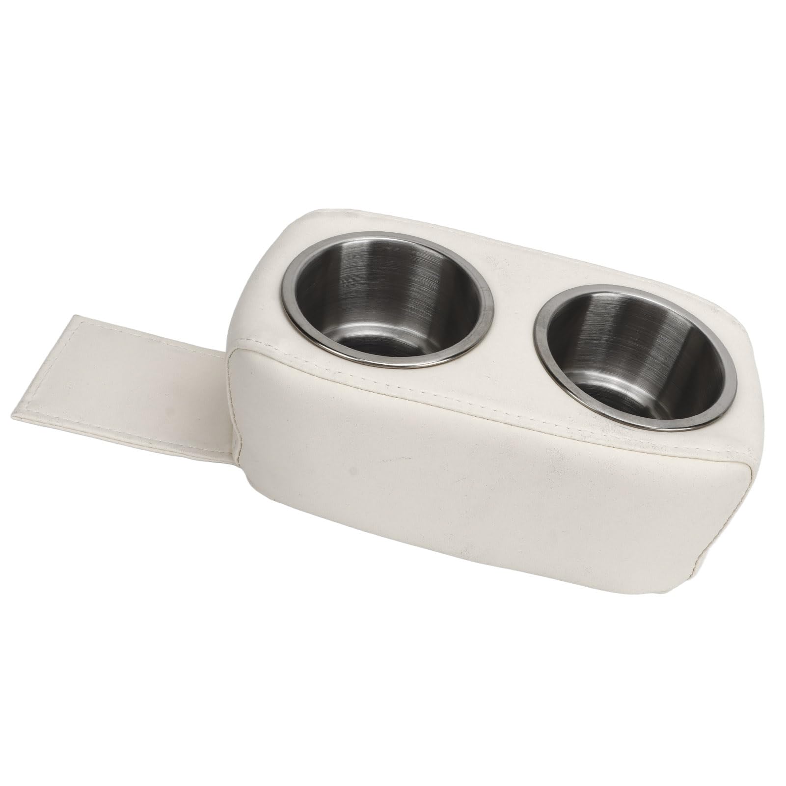 Keenso Double Porte-gobelet en Acier Inoxydable, Solide et Durable, Porte-Bouteille de Boisson Portable pour Ponton, Camping-Car, Yacht, Bateau, Voiture (White)
