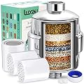 Luxau 20 Stage Shower Filter w/ 3 Cartridge, Shower Head Filter, Reduce Well Hard Water Chlorine Heavy Metal & Impurity, Improve Skin Hair, Fit Most Handheld Showerhead Fixed Rainfall, Chrome
