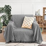 MEETSKY Couch Cover Sofa Cover Oversized Chair Cover Grey Couch Protector Sofa Throw Cover for Couches Single Sofa Slipcovers Washable Couch Recliner Cover(71'x 91', Medium, Grey)