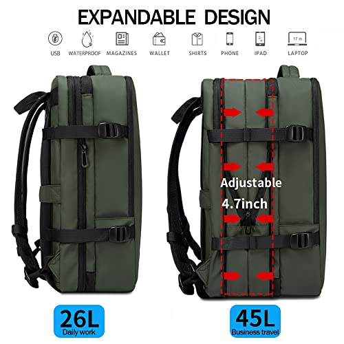Image of BANGE Carry-on Backpack, 45L Expandable Travel Backpacks,Weekend Backpack Briefcase,Waterproof Laptop Backpack Fits For 17.3 inch Laptop