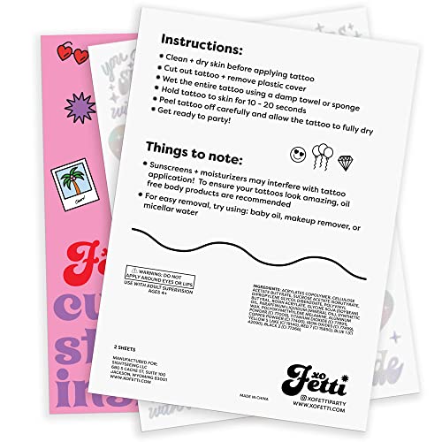 Xo, Fetti Cheers Bachelorette Temporary Tattoos - 40 Iridescent Styles | Bachelorette Party Decoration, Bridesmaid Favor + Bride To Be #TOP6