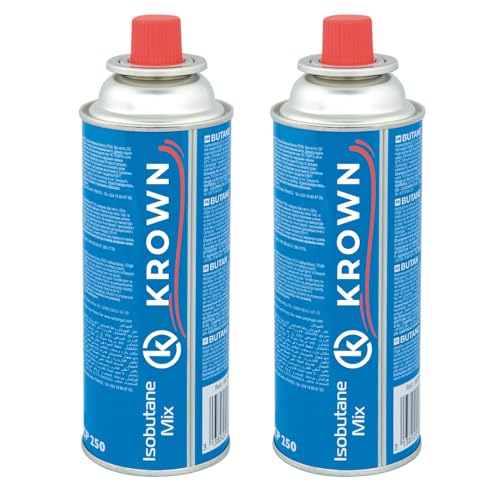 KROWN - Pack de 2 Cartuchos de Gas Butano SuperEgo 227g para Hornillos Quemadores, Cartucho de Gas para Camping 250, Bombonas SEH003800 (2 Unidades)