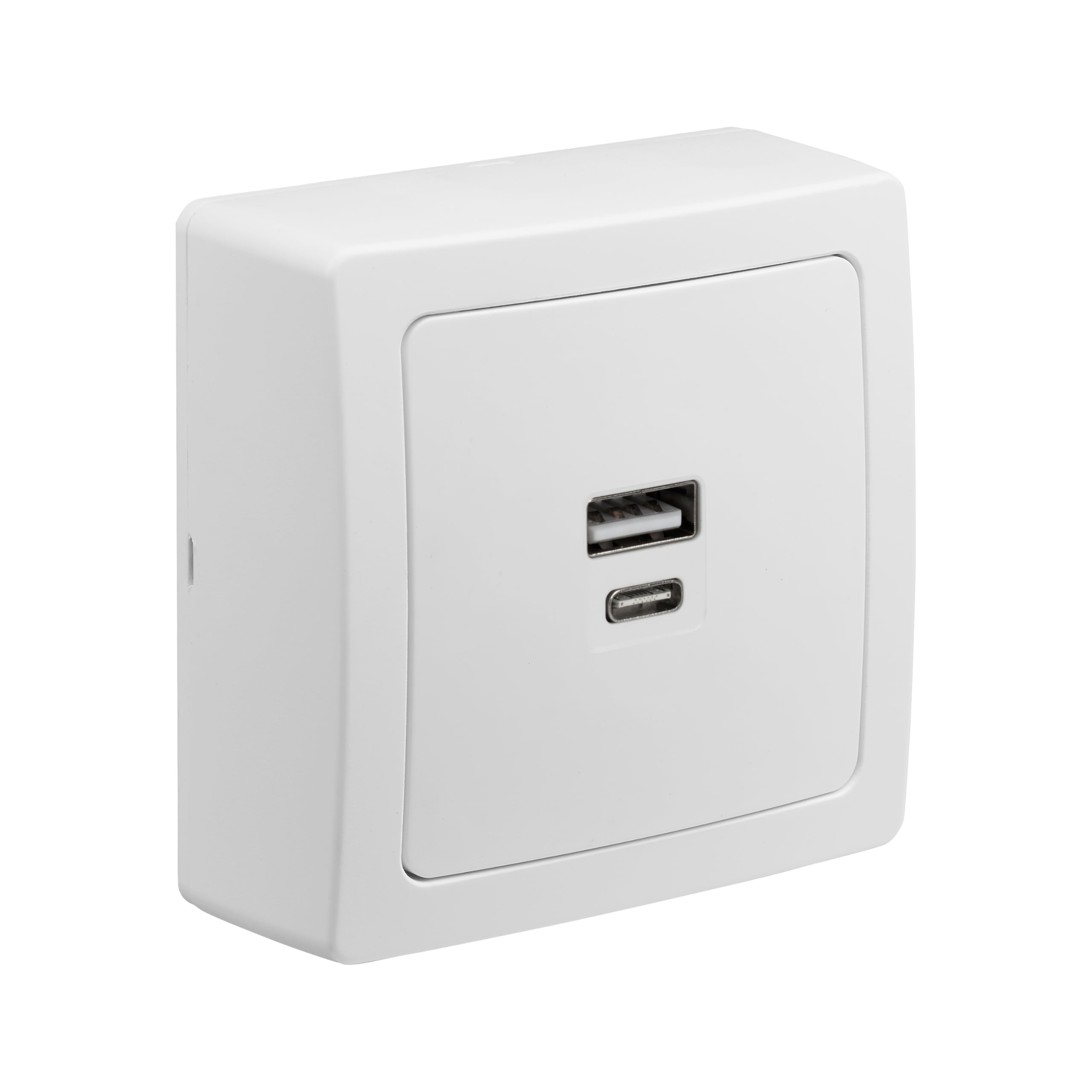 DEBFLEX - Blok - Prise USB Double 3,​1A (Prises USB-​A et C) - Prise Murale - Pose en Saillie - Idéale Rénovation - Blanc