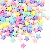 Jmassyang 250 Pieces Candy Color Acrylic Star Beads Colorful Assorted Candy Color Mix Plastic Pastel Beads Smooth Loose Spacer Mixed for Jewelry Making Rainbow Bracelets Necklaces DIY Crafts