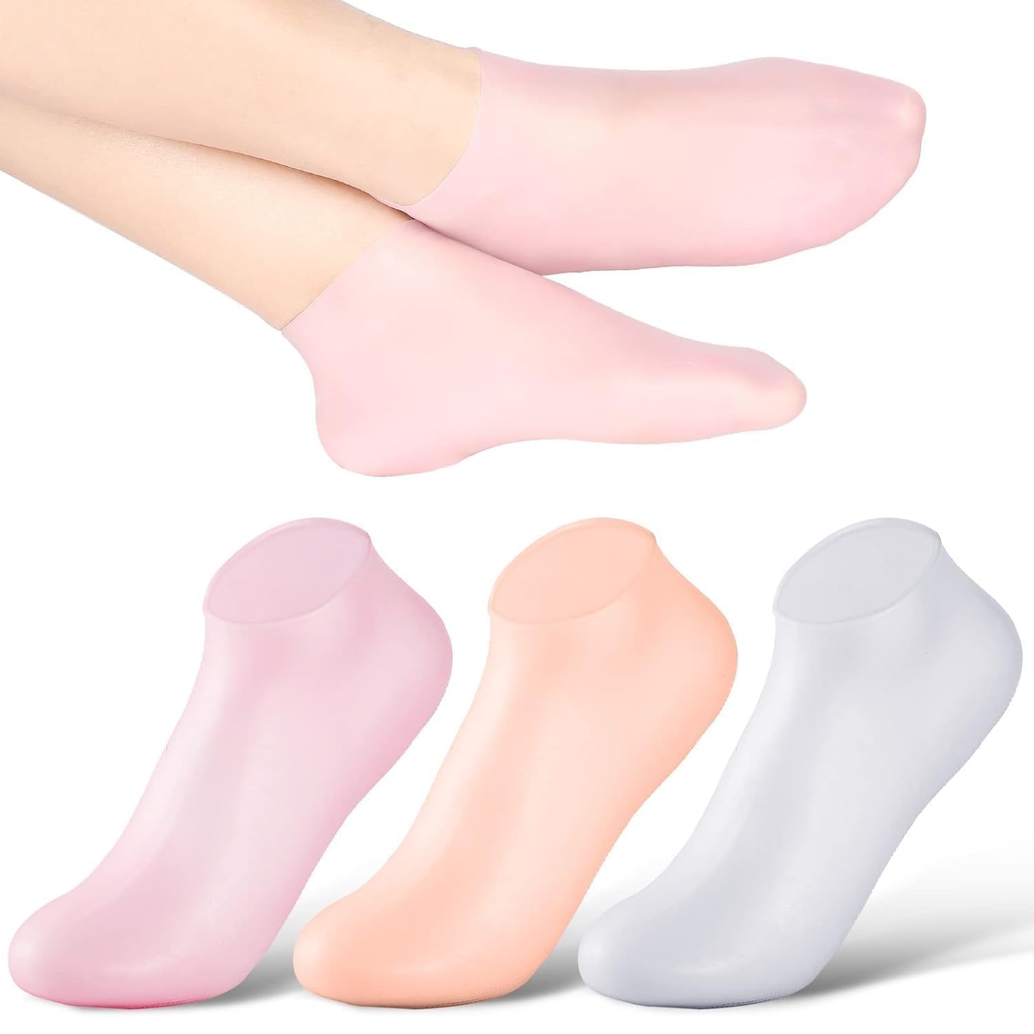Moisturizing Silicone Gel Socks - Spa Gel Socks for Men and Women - Crack Heel Repair for Dry Feet - Multicolor 1 Pair-image-22