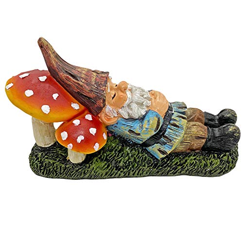 Farmwood Schlafender Gartenzwerg mit Pilzen / Fliegenpilzen