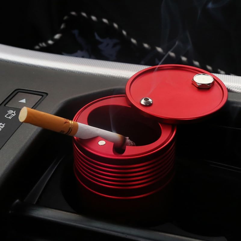 Image of Car Ashtray with Lid 3.85 Inch Compact Soot Collector Lightweight Smokeless Ash Holder Easy Clean for Vehicle Home and Outdoor Use