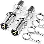 Pair of 16" Olympic Dumbbell Handles, Loadable Dumbbell Bars for 2-inch Olympic Weight Plates Great for Home Gym Strength Training, Weight Bars with 2 Pair of Spring Collars