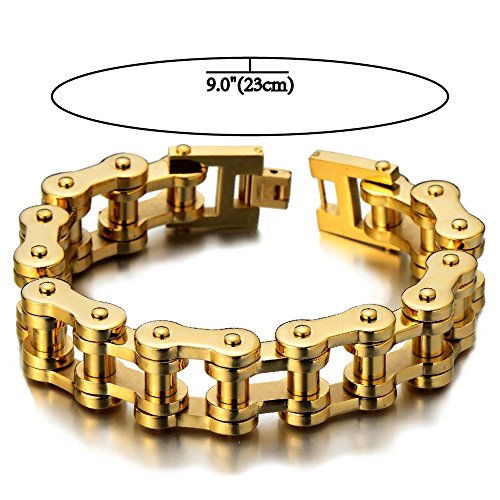 Pulsera de acero inoxidable color dorado para hombre miniatura 2
