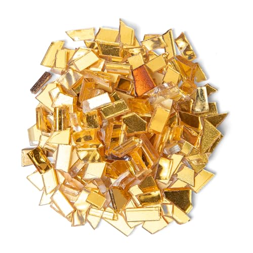 ZWCT Gold Mixed Irregular Mosaic Glass Mosaic Tiles Pieces, 300g Mosaic DIY Set Adult Mosaic Set, Mosaic Craft Supplies Mosaic Making Supplies