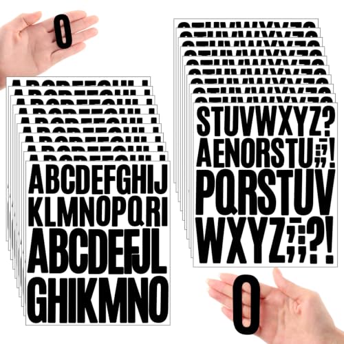 Image of Qilery 32 Sheets 2 Inch and 3 Inch Number and Alphabet Stickers Self Adhesive Vinyl Letters Big Font for School, Classroom, Home, Mailbox Decor (Black)
