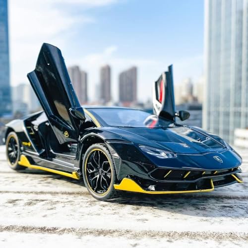 Image of Model Car Compatible for 1 /24 Scale Lamborghini LP770 Alloy Diecast Model Vehicles Pull Back Toy Car with Light and Sound for Kids Boys Gift(Black)