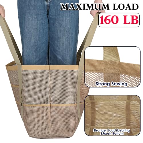 Image of Fammart Mesh Beach Bag for Women, Large Beach Toy Pool Bag with Zipper Pocket, SandProof Cruise Essentials 2026 Family Travel