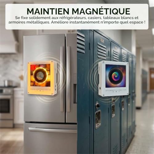 Retro Music Refrigerator Magnets with NFC Programmable Player Set,Rotating Vinyl Record Player Smart Mini Jukebox,128MB Music Player Enabled with LED Light for Aesthetic Room Decor (White) – vue 5