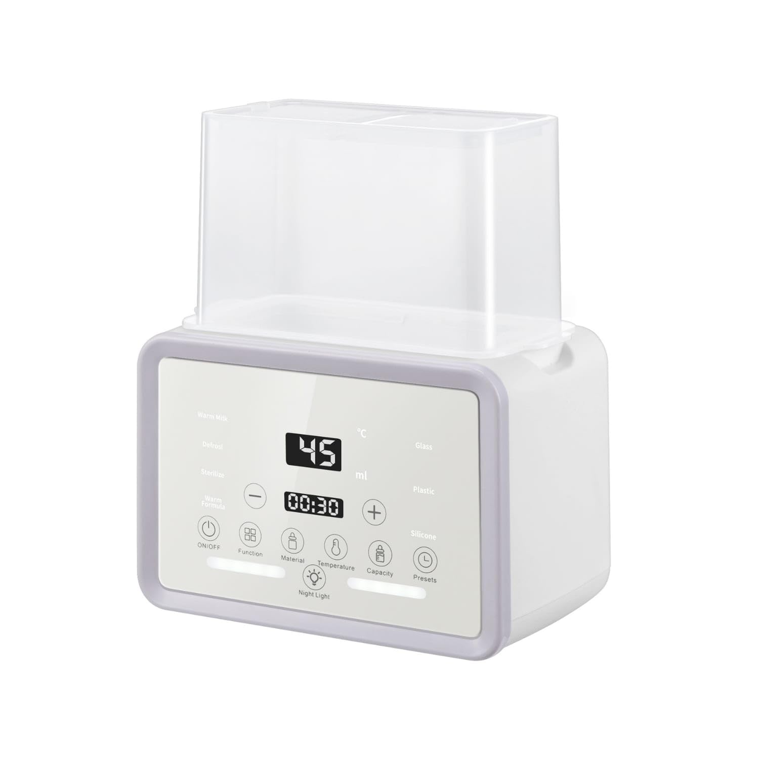 Constant Temperature Baby Bottle Warmer with Sterilizer Allall-in-One Bottle Warmer with Digital Display Countertop Appliance for Parents, Infants, Night Feeds, Nursery, Kitchen, Off-White, UK 220V-image-6