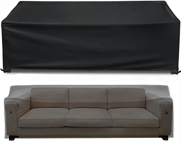 Likorlove Outdoor Couch Cover Waterproof, 78" Wx 33" Dx 32" H Patio Furniture Covers Waterproof, Windproof 2-Seater Sofa Cover Heavy Duty with Air Vent and Handles for Lawn, Backyard Deck, Black