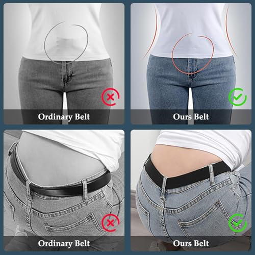 JASGOOD Women No Show Stretch Belt Flat Buckle Elastic Web Belt for Jeans3