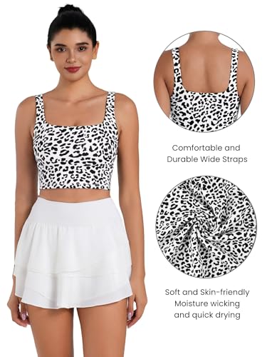 Image of Sunzel Square Neck Longline Sports Bra, Built-in Bra Crop Tank Top | Buttery Soft, Removable Pads, Light to Medium Support, Wide Straight Straps, Yoga, Pilates, Gym, Daily Wear